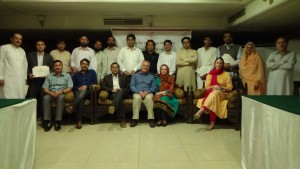 A group photo of the participants of certificate distribution ceremony for IBCD program held in Islamabad 